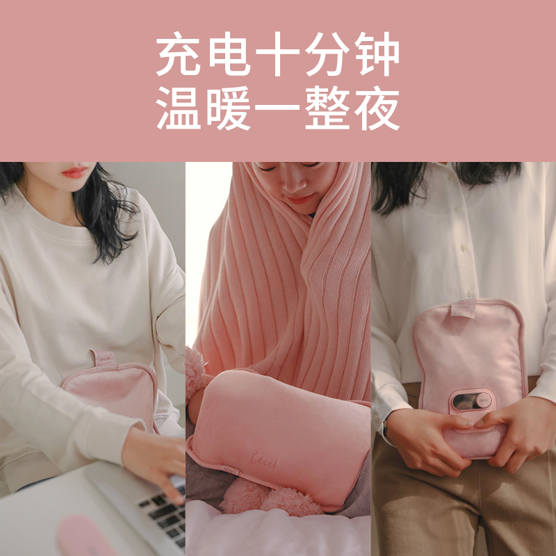 南极人2020年新款热水袋充电式女暖手宝可爱毛绒防爆数显电热水袋