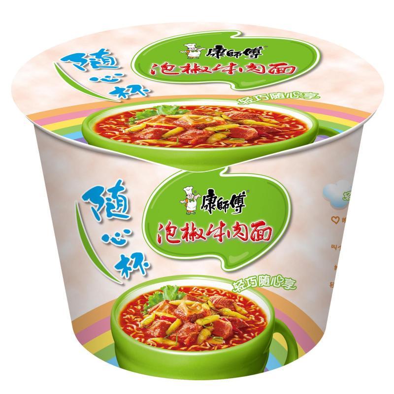 康师傅泡椒牛肉面57g/杯
