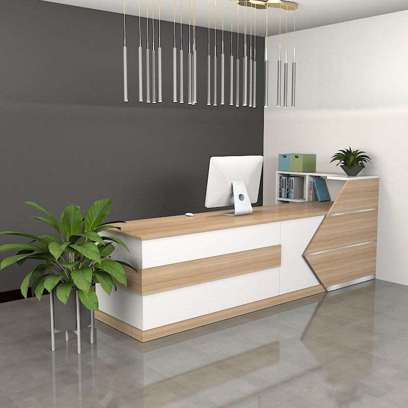 收银台公司前台接待台服装店柜台吧台迎宾台烤漆前台转角收银台视频