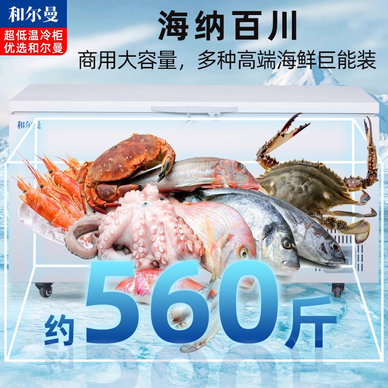 和尔曼 470升超低温水产冷柜 商用卧式冰柜 -80℃海鲜餐厅日料店金枪鱼商用水产保存箱DW-80W470A