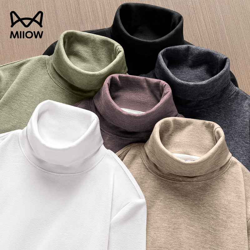 猫人羊毛桑蚕丝高领打底衫男士2026百搭高弹保暖长袖t恤上衣280g高清大图