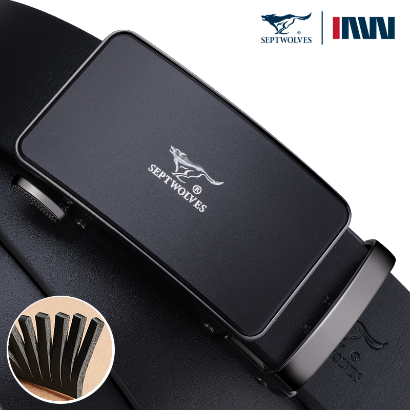 七匹狼皮带男士真皮自动扣腰带男款纯牛皮男式裤带正品2023新款