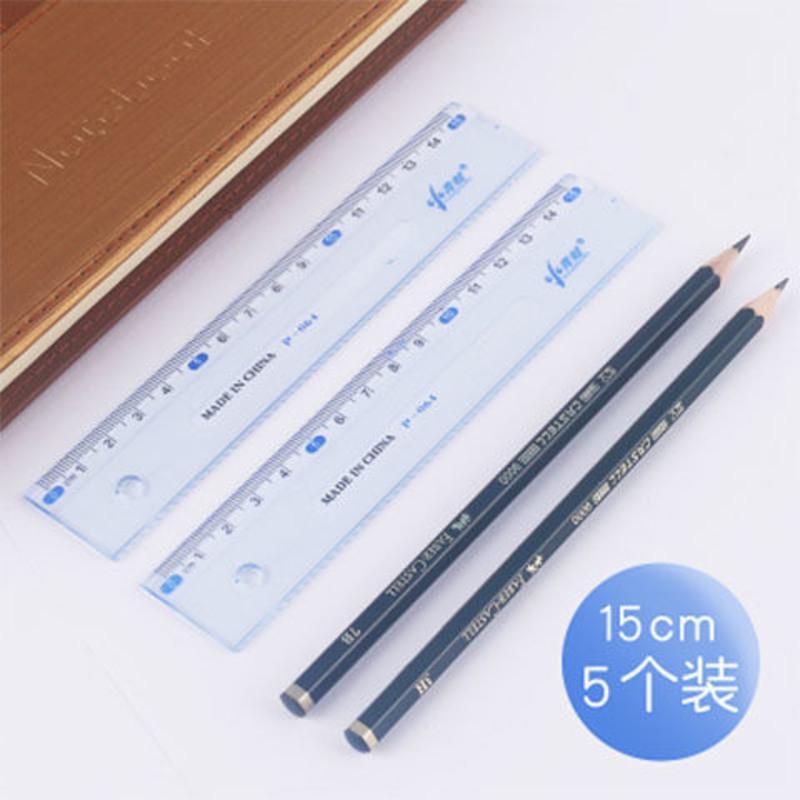 20支装波浪尺15cm20厘米塑料透明尺直尺子绘图尺子学生学习用品 15厘米5支装