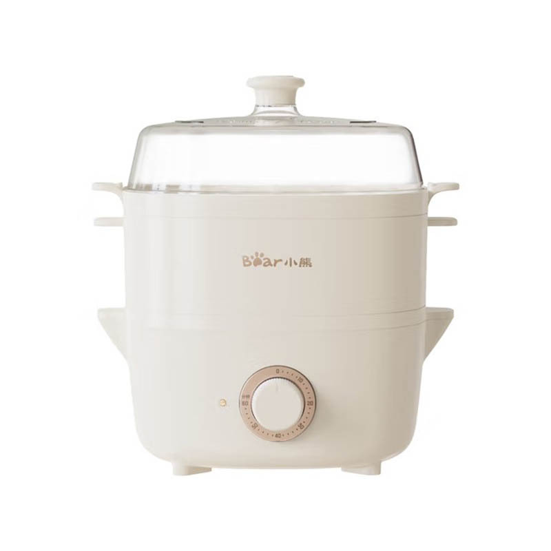 小熊(Bear)煮蛋器 电蒸锅多功能锅家用电煮锅4L多用途锅双层蒸笼DZG-D40E1米黄色