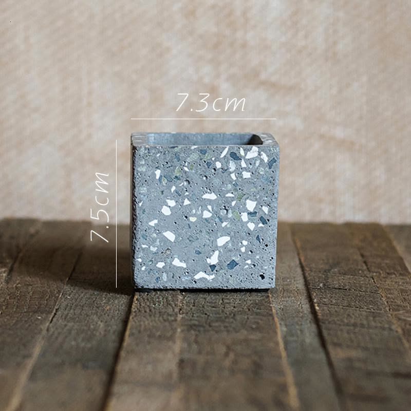 家柏饰(CORATED)水磨石混凝土 花盆花器 几何形体自由组合 创意设计艺术 D(底无孔,需打孔请备注) 大图片