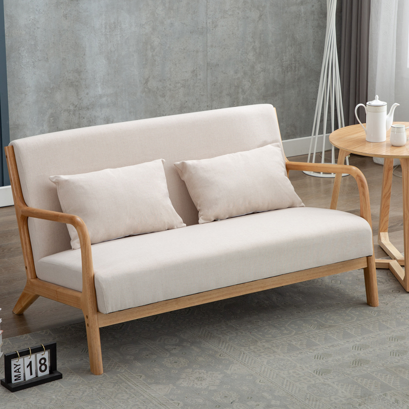 迅众 布艺沙发北欧风格实木小户型组合轻奢简约现代客厅办公室沙发套装 双人（默认图片色）