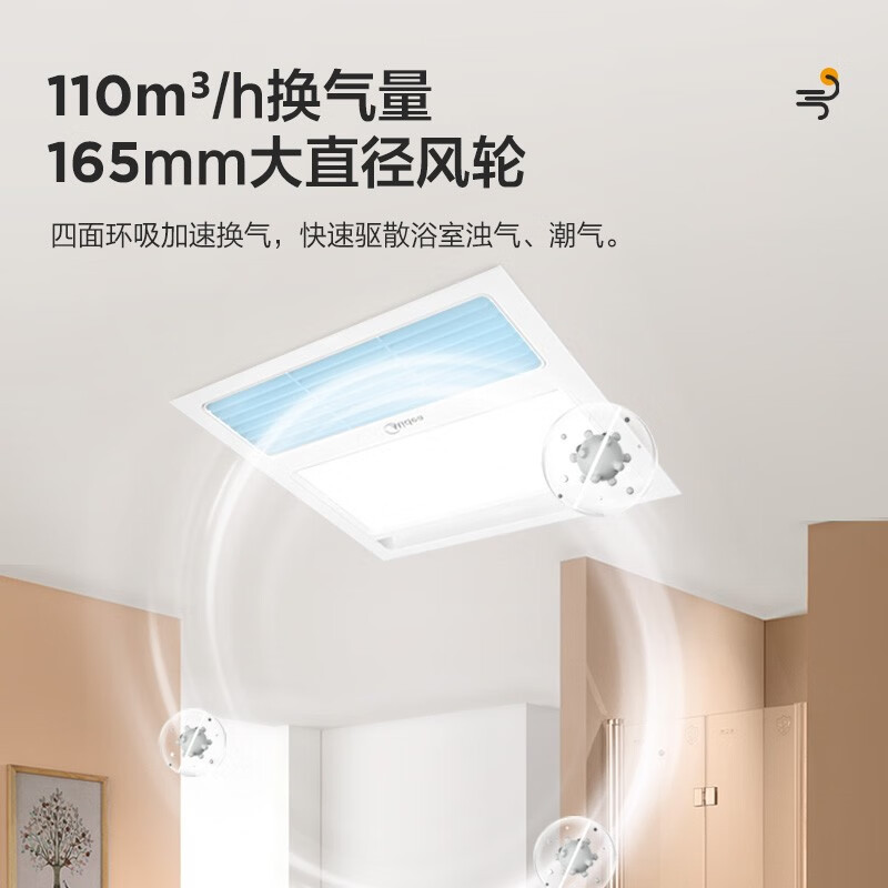 美的浴霸暖立方F3 F4系列集成吊顶灯暖风机卫生间照明换气吹风四合一浴霸排气扇照明一体暖风模块小户型浴霸高清大图