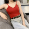 波迷娜(BOMINA)网红美背夏季心机小吊带性感百搭美背吊带小背心女内搭打底性感交叉带胸垫内穿上衣黑白色瑜伽运动 咖色