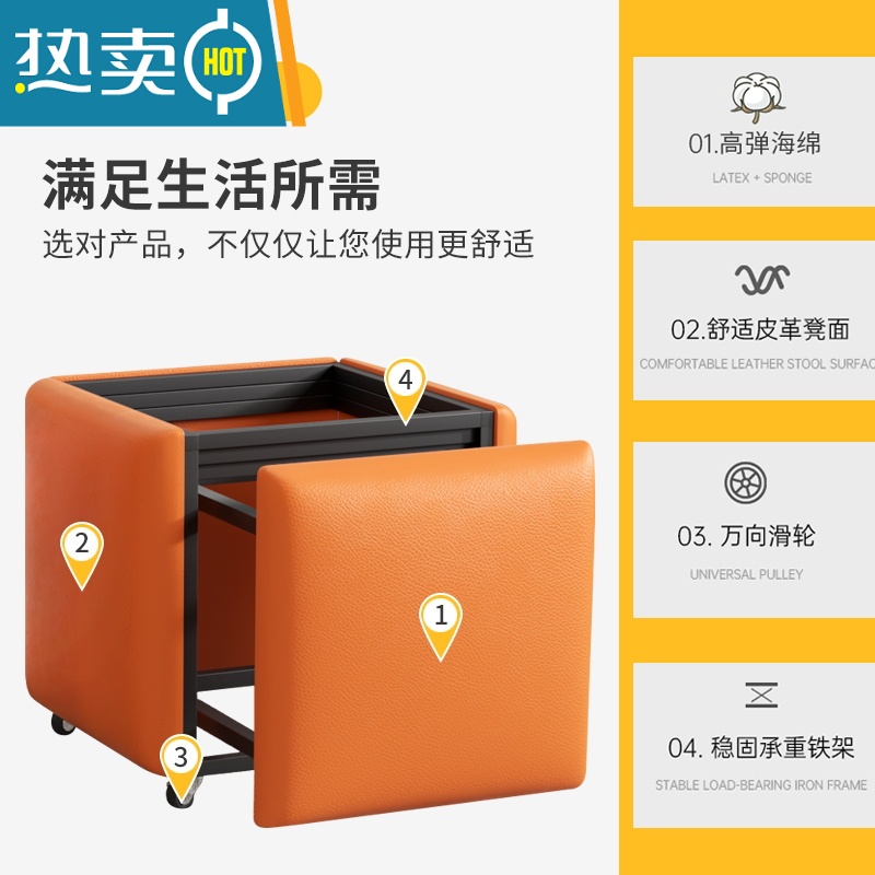 敬平网红多功能魔方组合凳子家用可叠放沙发小矮凳茶几现代可收纳板凳收纳凳高清大图