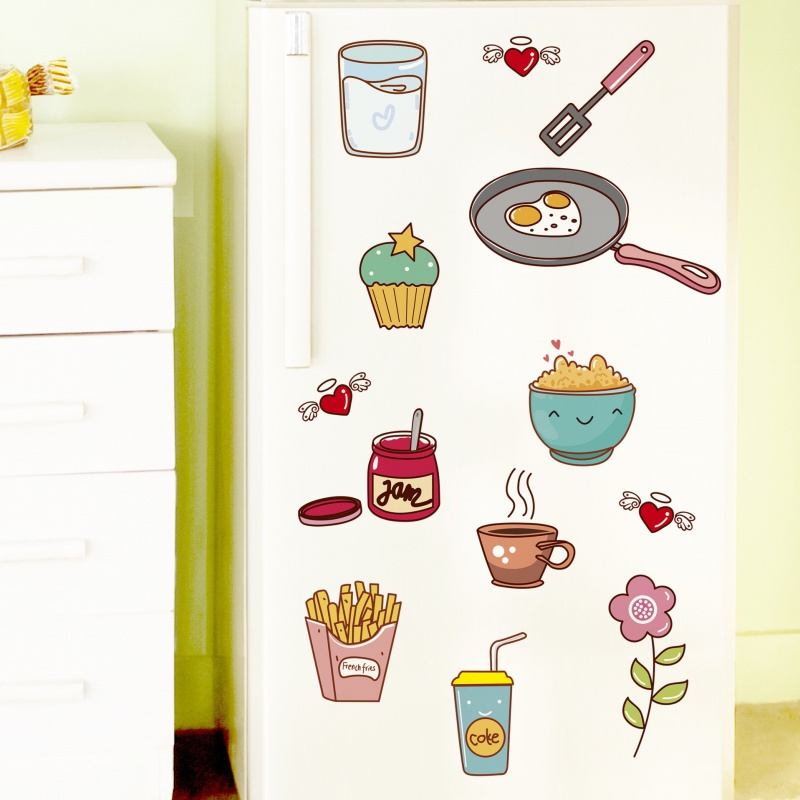 厨房柜门贴纸橱柜门贴纸卡通食物水果蔬