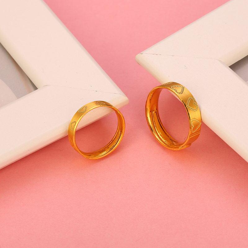 金一足金999一心一意精品情侣开口对戒黄金戒指结婚送女友戒指浪漫礼物(计价) ABA006-ABA006-1