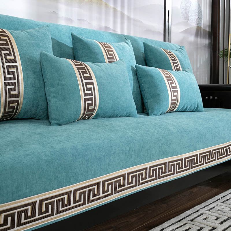 京城派 中式四季沙发垫套装沙发套罩巾套装坐垫子巾春夏季坐垫子防滑红木沙发垫子新中式雪尼尔沙发垫123组合沙发贵妃可定制图片