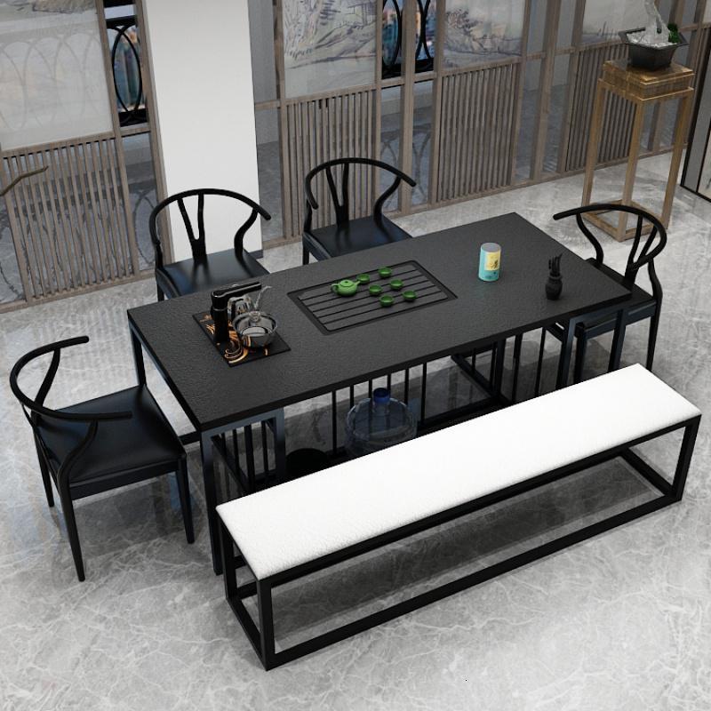 铁艺办公茶桌桌椅组合火烧石功夫茶台电磁炉自动上水太师椅