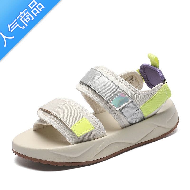 SUNTEK2023新款运动凉鞋女夏季松糕厚底轻便学生百搭魔术贴沙滩鞋子图片