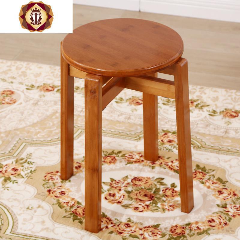 三维工匠实木圆凳小凳子家用高凳楠竹简约木凳餐凳椅子餐桌凳成人板凳