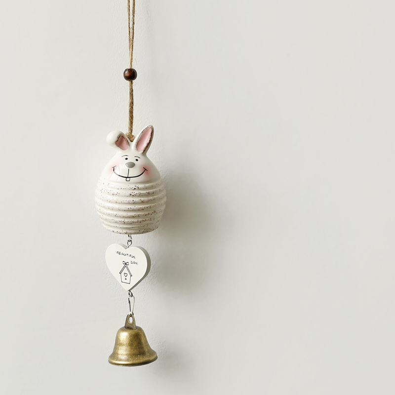 陶瓷风铃挂饰创意女生卧室房间小清新铜铃铛挂件门饰圣诞风玲小白兔