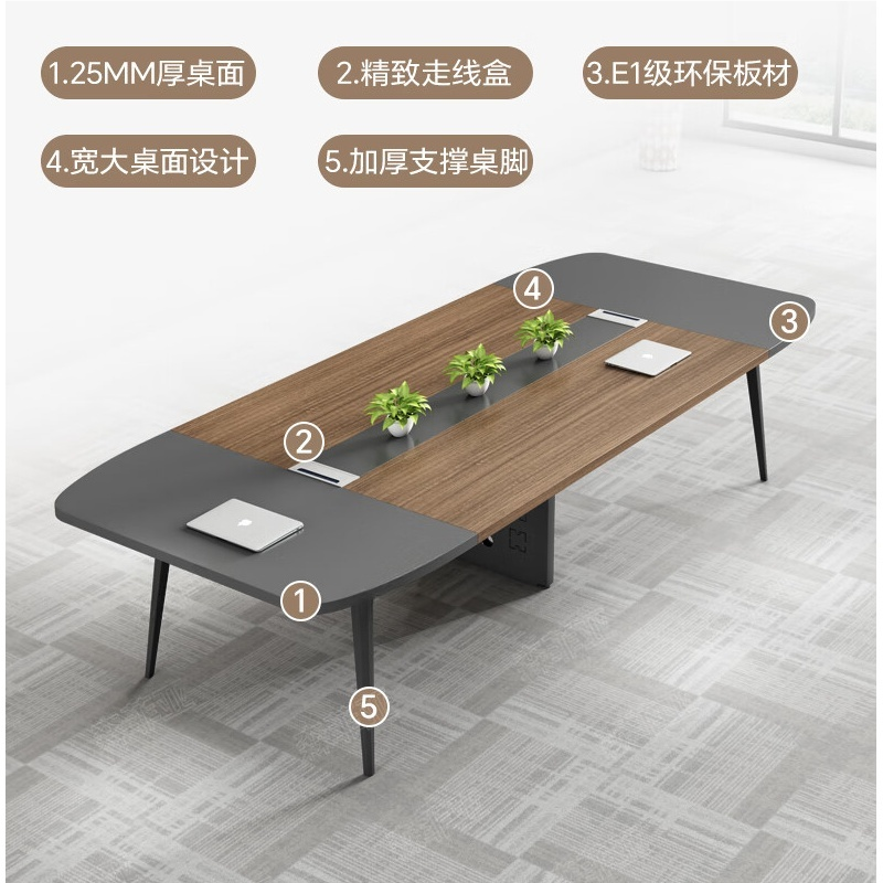 宏七家具 简约现代长桌培训桌洽谈桌长条桌会议桌 1800*900*760mm高清大图