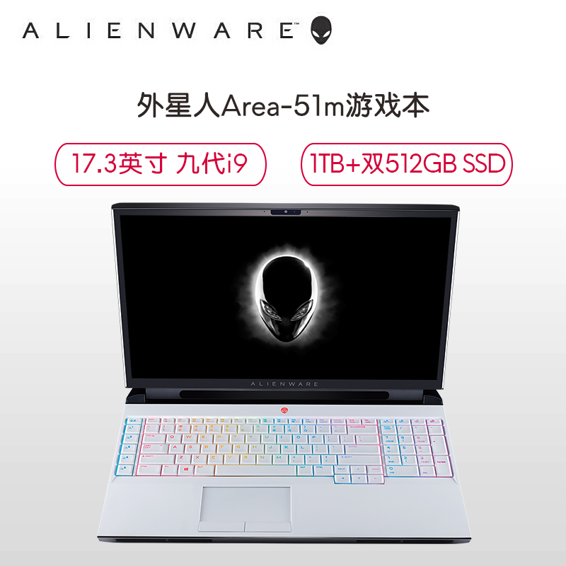 外星人(Alienware)ALWA51M-R1968W 17.3英寸游戏笔记本电脑(i9-9900K 32G内存 双512G固态+1T 8G独显 )