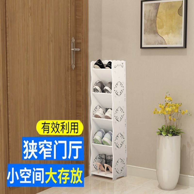 欧式家用口简易小鞋架经济型懒角落迷你多层卫生间鞋柜省空间g 樱花款五层大号【高80宽60深17图片