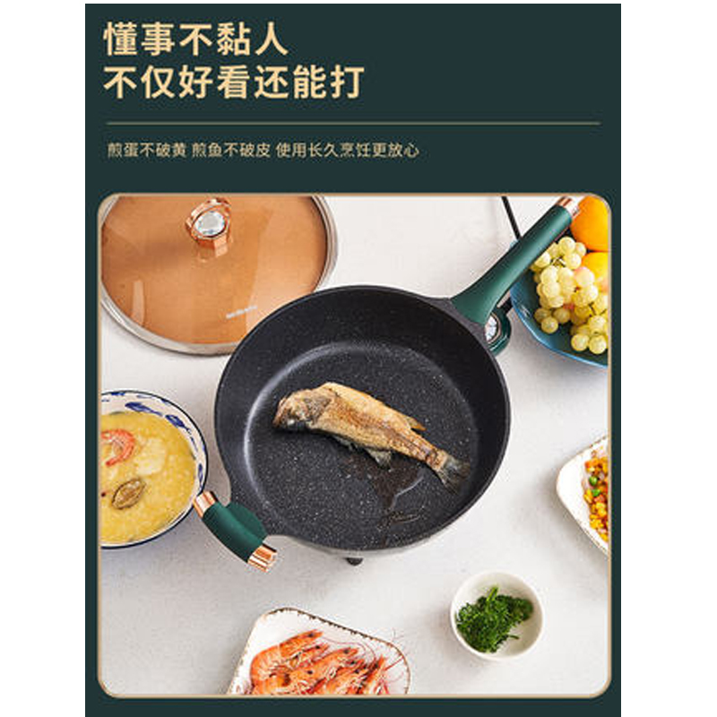 新思特多功能家用电炒锅煮锅炒菜一体式不粘锅宿舍插电火锅大功率高清大图