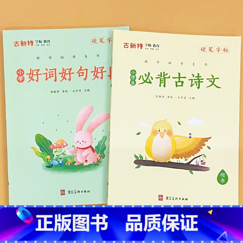 全2册-硬笔字帖 小学生必背古诗文+小学好词好句好段 [正版]硬笔字帖三字经弟子规千字文唐诗宋词精选款国学经典小学生传统高清大图