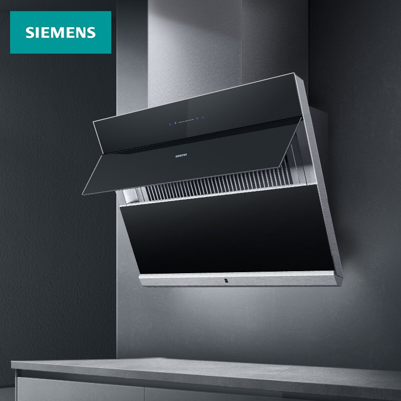 SIEMENS/西门子 油烟机侧吸20立方大吸力家用吸油烟机 黑晶面板 一键自清洁LS67UA965W