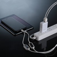 一虫eCHOO MICRO USB 智能数据线TPE材质 USB连接线 带屏幕数据线 快速充电线 长度1米