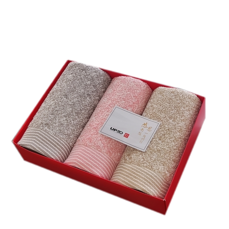 优品尚竹普鲁旺斯长绒棉大毛巾三条礼盒YZ-3003X