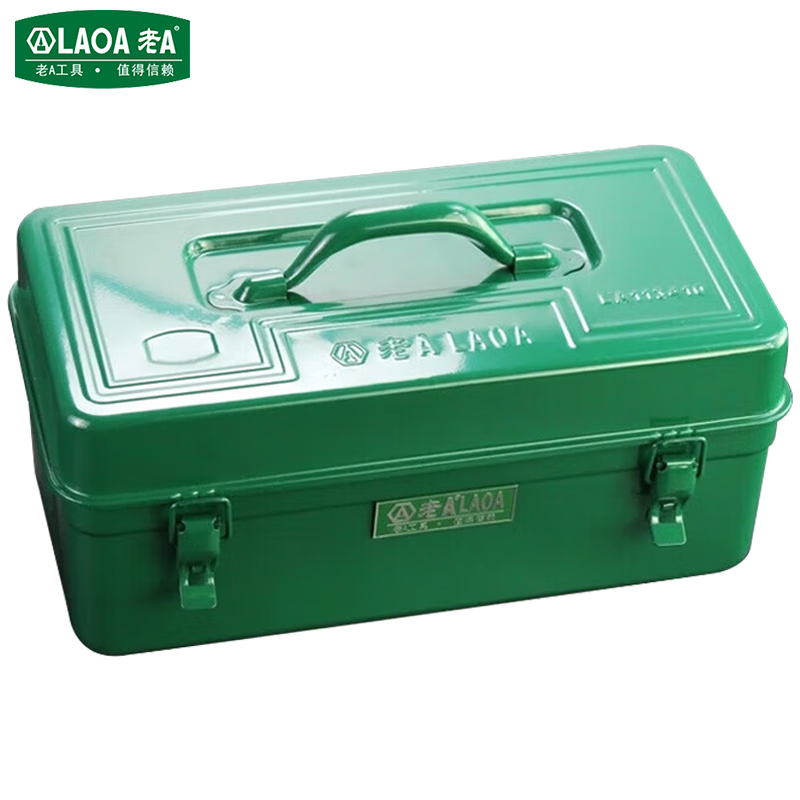 老A(LAOA)LA113410工具箱铁皮手提两层工具盒维修收纳盒16.5英寸