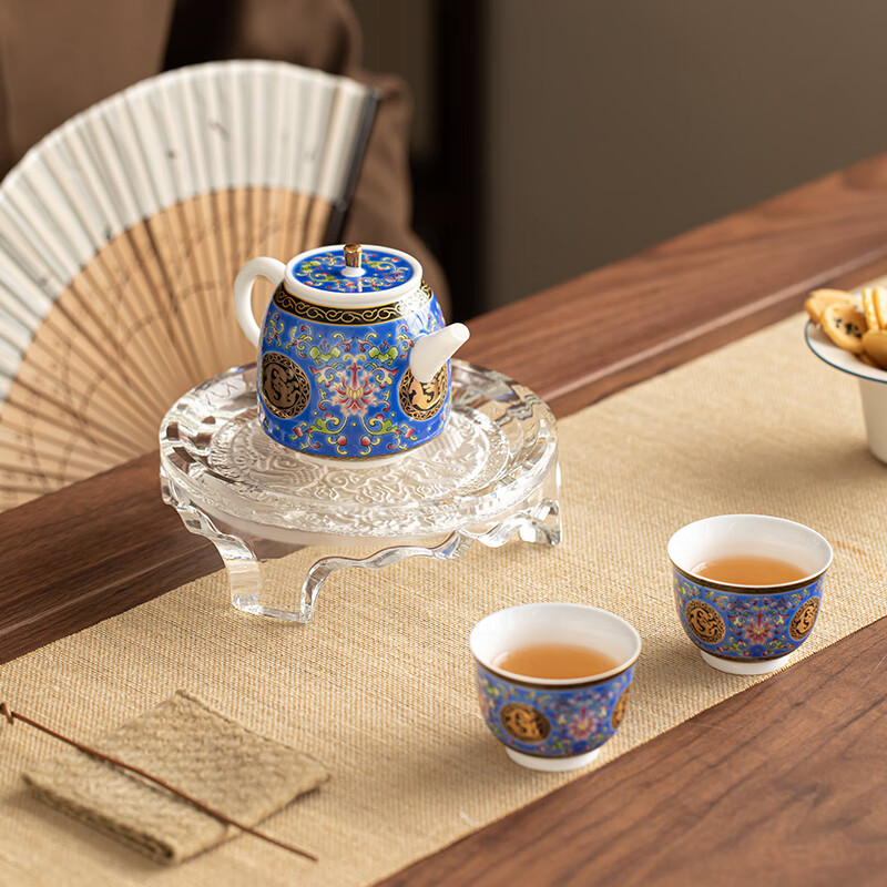 苏氏陶瓷/SUSHI CERAMICS SS023 珐琅彩宝相花手执壶小套装 (单位:套)