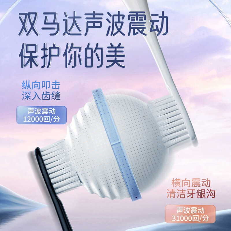 松下(Panasonic) 电动牙刷 EW-DC70 成人充电式 双马达声波振动 智能压力应 清洁口腔礼盒物