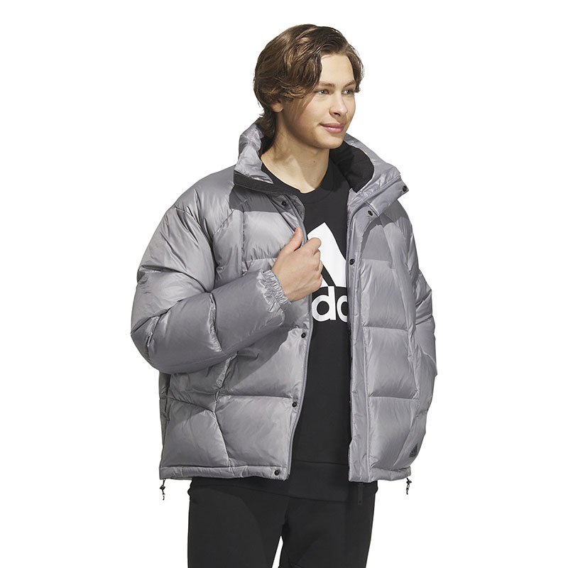adidas阿迪达斯立领短款保暖运动羽绒服男款银灰色il8928