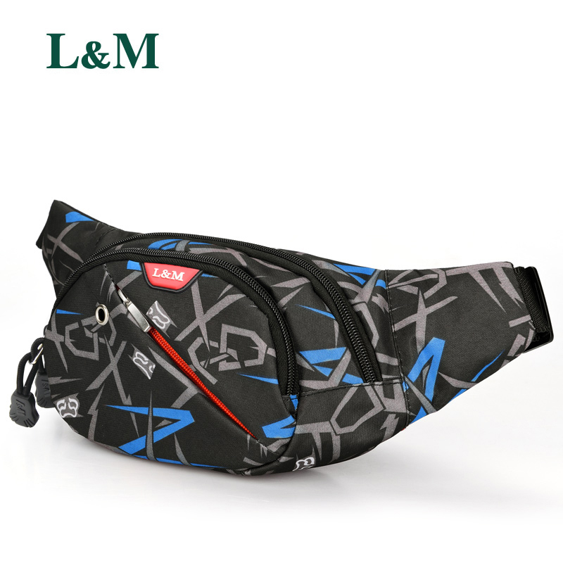 L&M男士腰包牛津纺手机包腰包男士多功能运动跑步腰包零钱包户外女款斜跨包小包骑行韩版潮流