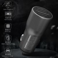 REMAX睿途车载充电器 QC3.0 2.4A双USB快充点烟器 车充头手机通用车载充电器 适用小米华为苹果手机充电