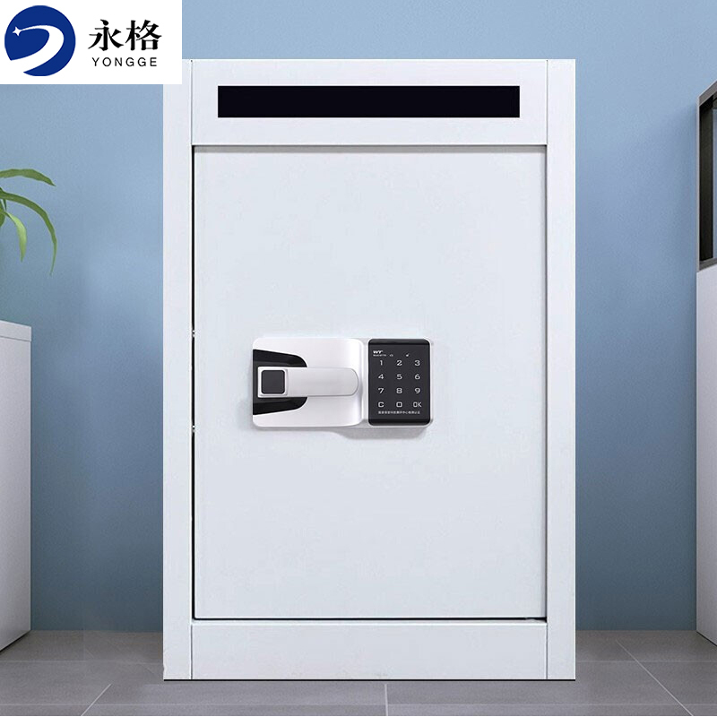 永格待销柜保密柜文件柜铁皮柜保密文件回收箱智能密码锁档案储物柜含网篓钢制防盗柜灰白色420*360*600mm