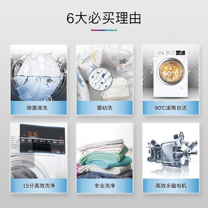 博世WGA242Z01W 9kg变频滚筒洗衣机除菌液洗婴幼洗超快洗净效高清大图