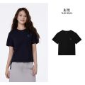 【凉感】美特斯邦威女短袖夏季潮流撞色透气百搭小印花T恤圆领t恤 155/80A/S 影黑