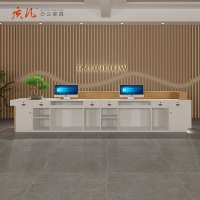 质凡中式现代公司前台接待台吧台桌 3200*600*1000mm