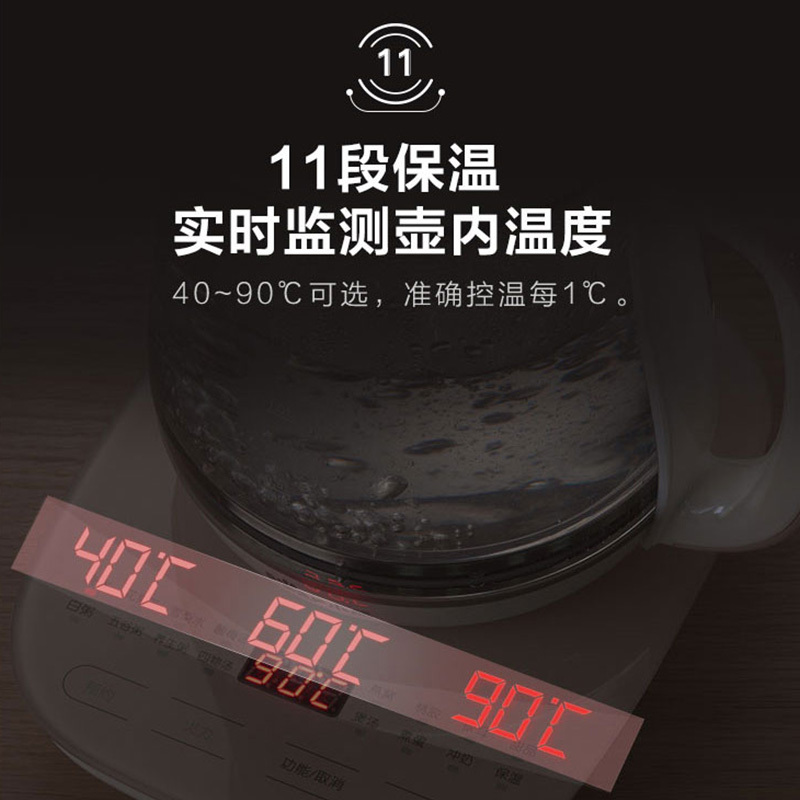 小熊(Bear)养生壶 YSH-B15Q3 1.5L家用办公室花茶壶加厚玻璃烧水壶燕窝炖盅苏宁自营