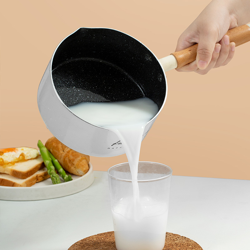 麦饭石奶锅不粘锅煮泡面热牛奶迷你小锅家用燃气灶电磁炉适用通用16cm