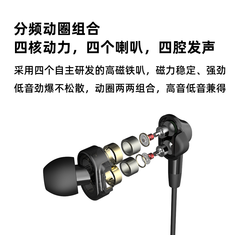 漫步者 HECATE GM360有线游戏耳机入耳式降噪双动圈 3.5mm接口 黑红+安卓Type-c转接线高清大图