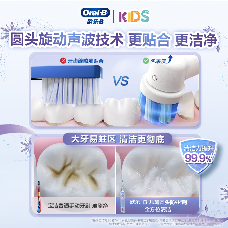 欧乐B电动牙刷清洁护齿儿童3-7岁乳牙刷蜘蛛侠礼盒D103K