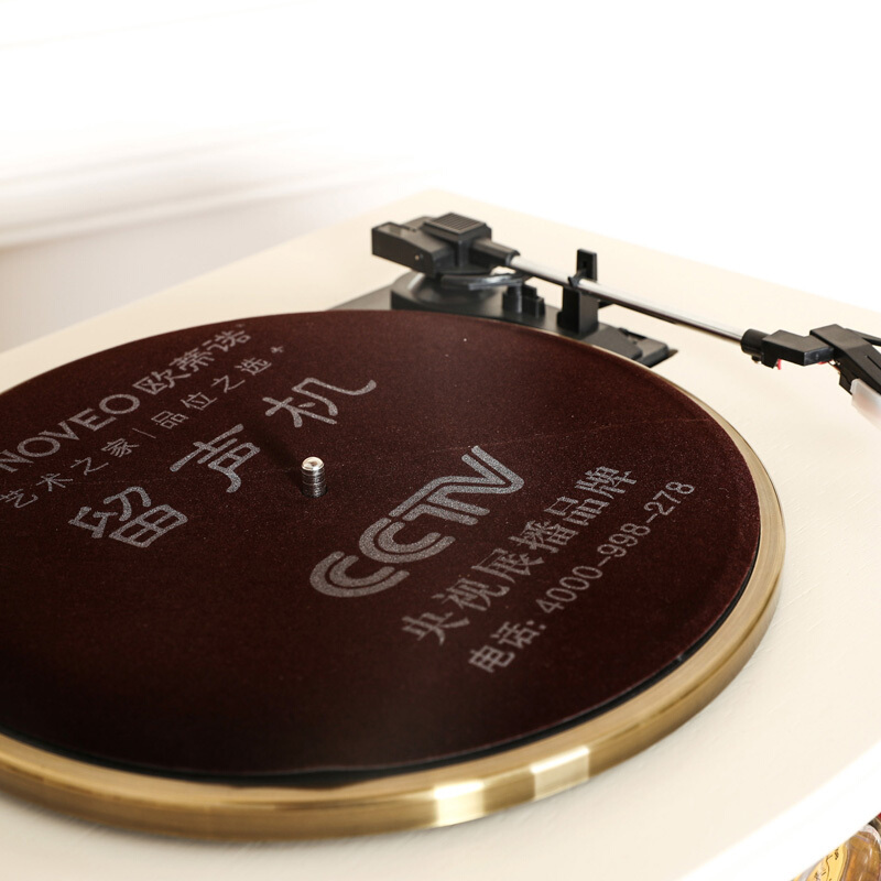 欧蒂诺 ODN-17D 实木复古留声机仿古欧式黑胶唱片机蓝牙DVD播放USB/MP3低音炮功能 经典棕