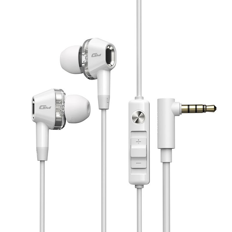 EDIFIER/漫步者GM400双擎3.5mm接口有线耳机入耳式电竞游戏专用听声辨位 白色