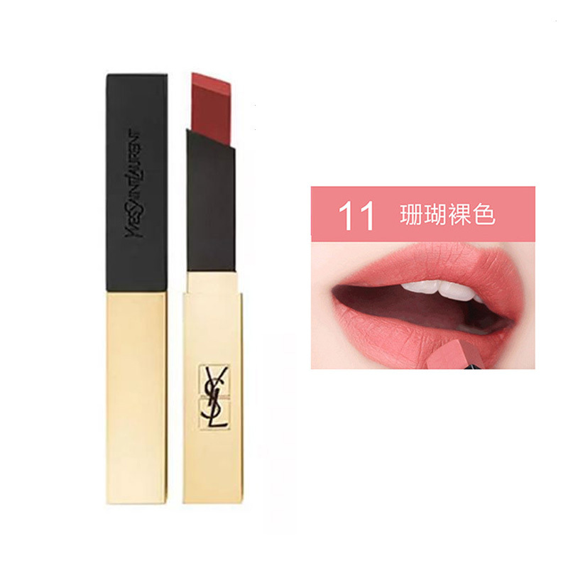 YSL圣罗兰 小金条细管方管哑光口红唇膏 11#珊瑚色 2.2g