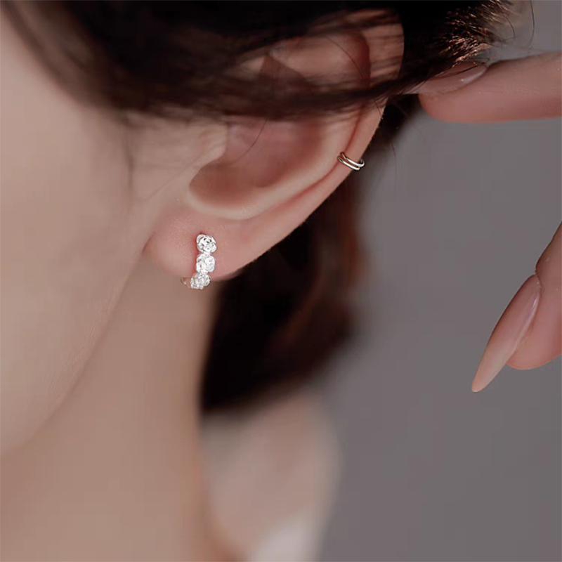 s925银针玫瑰花耳扣女森系甜美简约耳环小众设计感时尚百搭耳饰送女朋友老婆情人节七夕生日礼物