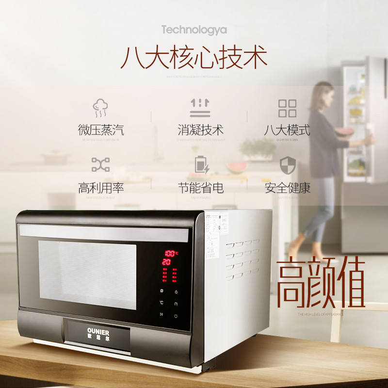 欧尼尔(OUNIER) ZJ9610 电蒸炉电蒸箱纯蒸炉蒸汽炉家用台式 23.5L 黑色