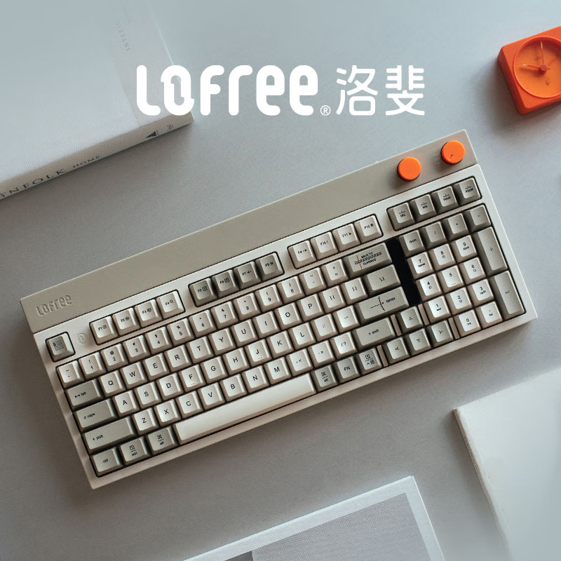 洛斐键盘小方三模热插拔客制化98键机械键盘复古灰OE918