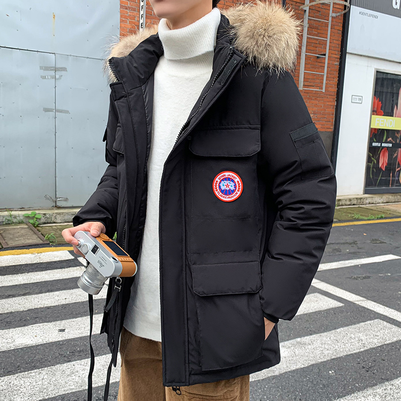 JEEP SPIRIT吉普男士羽绒服户外工装情侣外套潮款男女冬雪咒加厚人造毛保暖冬装外套 XXXL 黑色