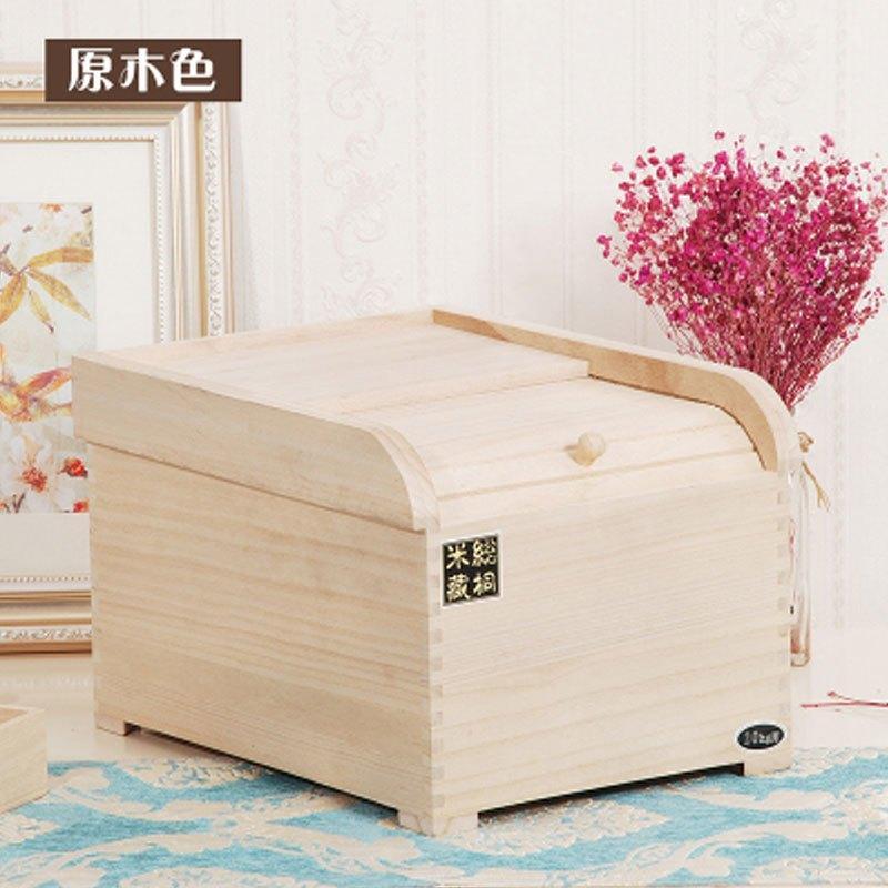 实木制装米桶5101520kg家用储米箱桐木面粉箱30斤米盒子米缸防虫 多色多款多功能时尚创意生活日用收纳用品收纳桶